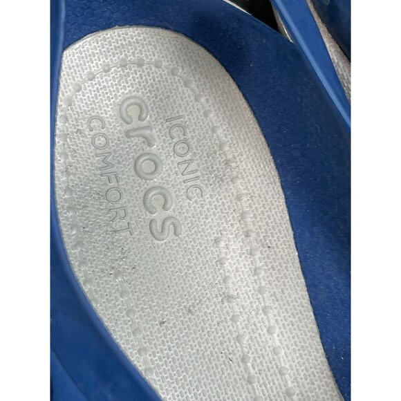 Crocs Iconic Mens Size 13 Blue Perforated Slip-On Water Shoes Sandals - Picture 3 of 8